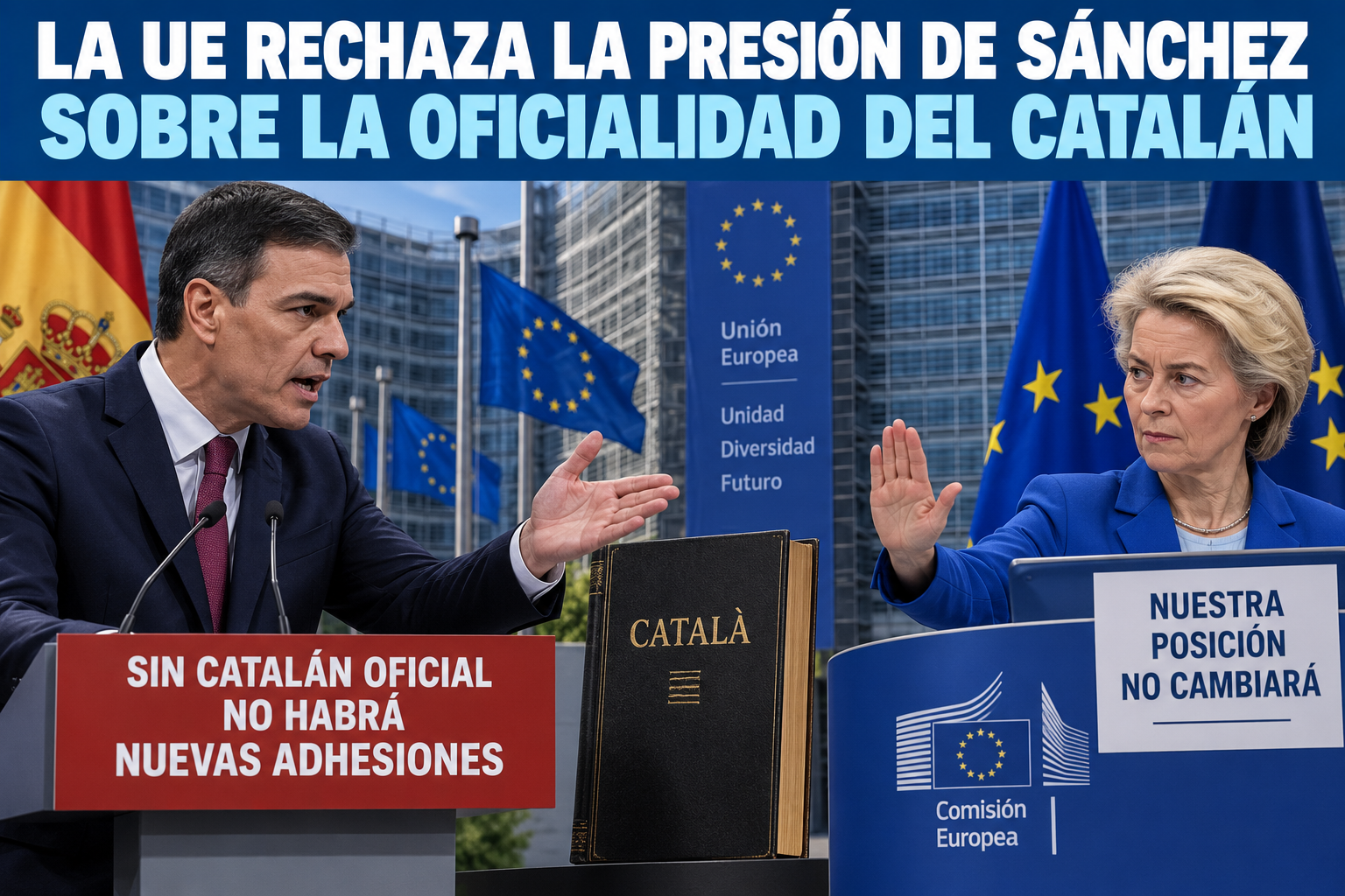 La UE rechaza el "chantaje" de Sánchez para ampliar el reconocimiento del catalán: "Nuestra negativa no cambiará"