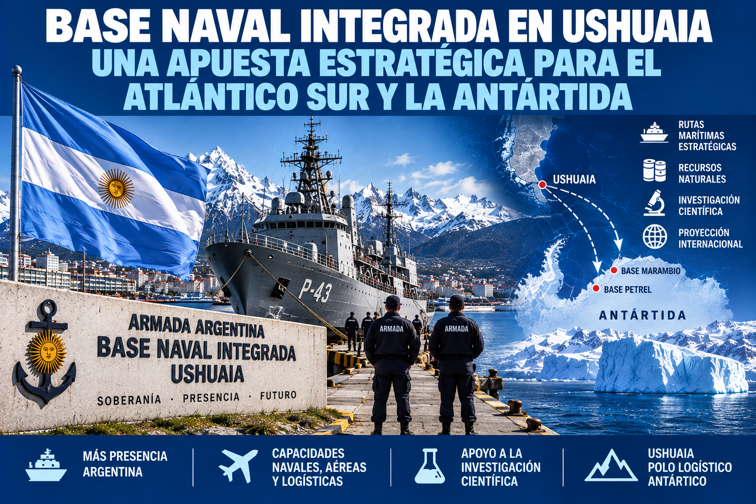 La Base Naval Integrada busca convertir a Ushuaia en eje estratégico de la Argentina