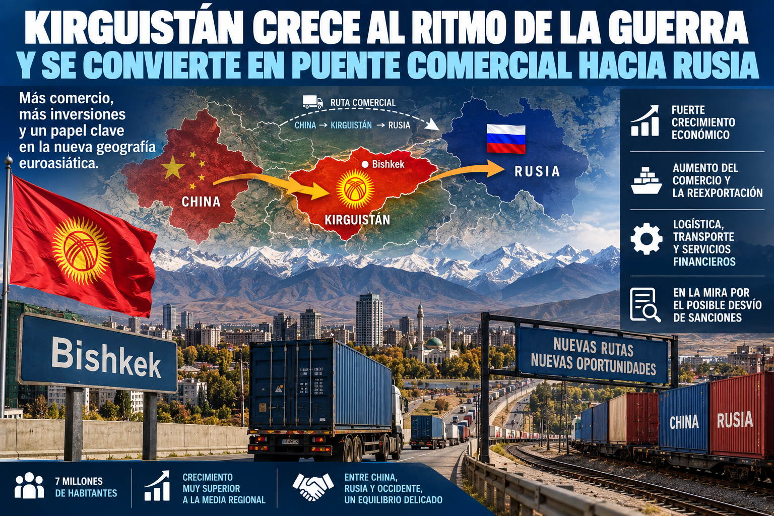 Kirguistán crece al ritmo de la guerra y se convierte en puente comercial hacia Rusia