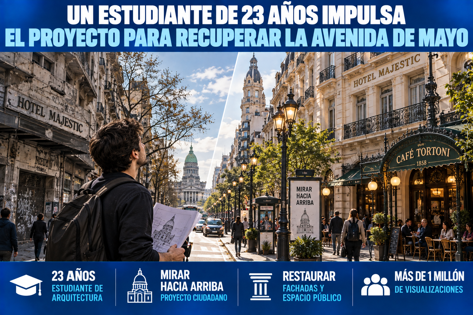 “Mirar hacia arriba”, un proyecto para recuperar de manera integral la Avenida de Mayo