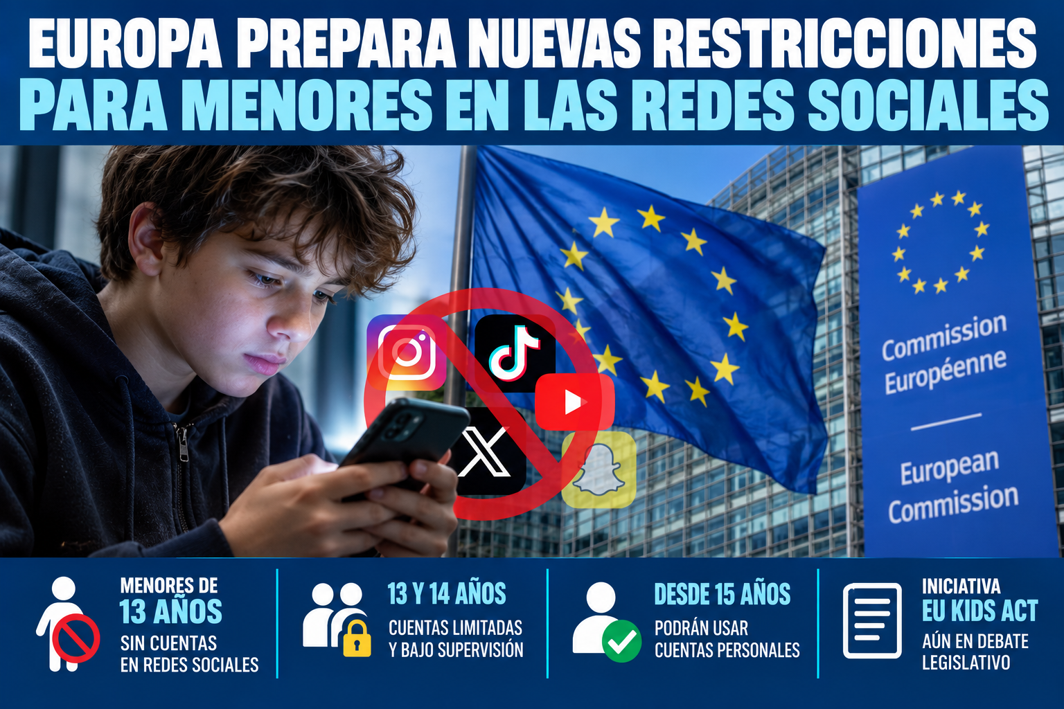 Europa prohibe las redes sociales a los menores de 13 y prepara nuevas restricciones a los adolescentes