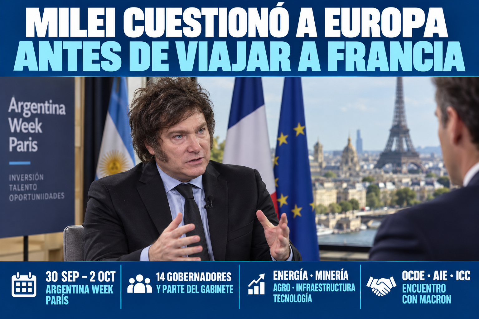 Milei aseguró que Europa "se está hundiendo" y apuntó contra la inmigración y el “wokismo”