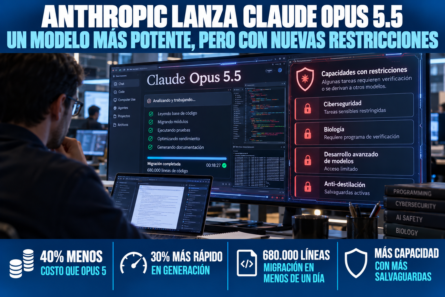 Anthropic lanza Claude Opus 5.5, un modelo de IA más potente pero con nuevas restricciones