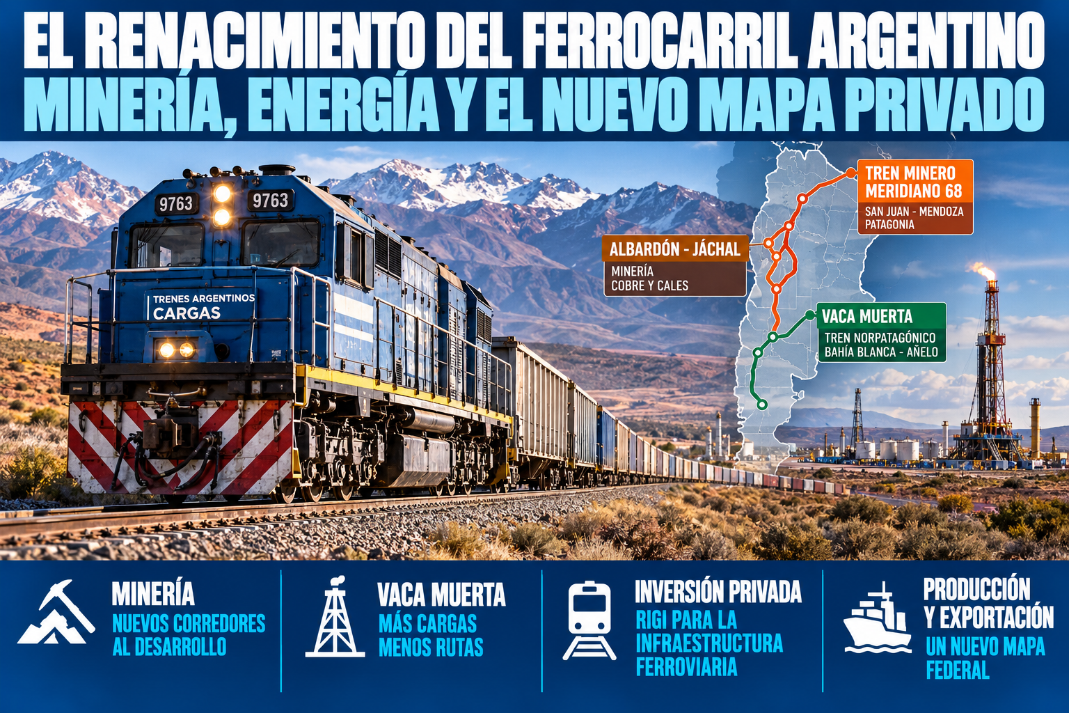 El renacimiento del ferrocarril argentino: minería, energía y el nuevo mapa privado de los trenes