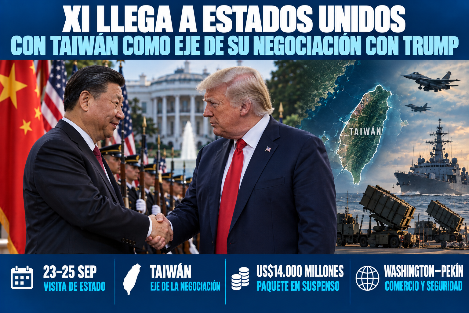 El presidente chino Xi Jinping llega a Estados Unidos con Taiwán como eje de su negociación con Trump