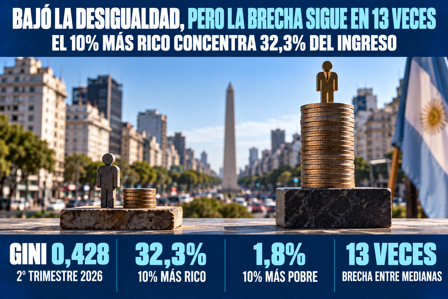 La desigualdad bajó en el segundo trimestre al registrarse un nuevo descenso en el coeficiente de Gini