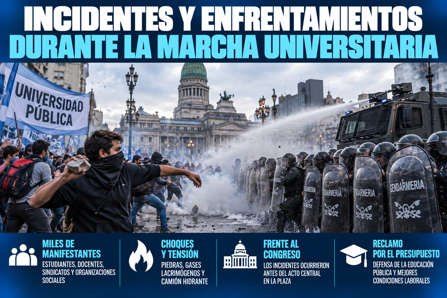 Violenta Marcha Federal Universitaria frente al Congreso: Incidentes y enfrentamientos