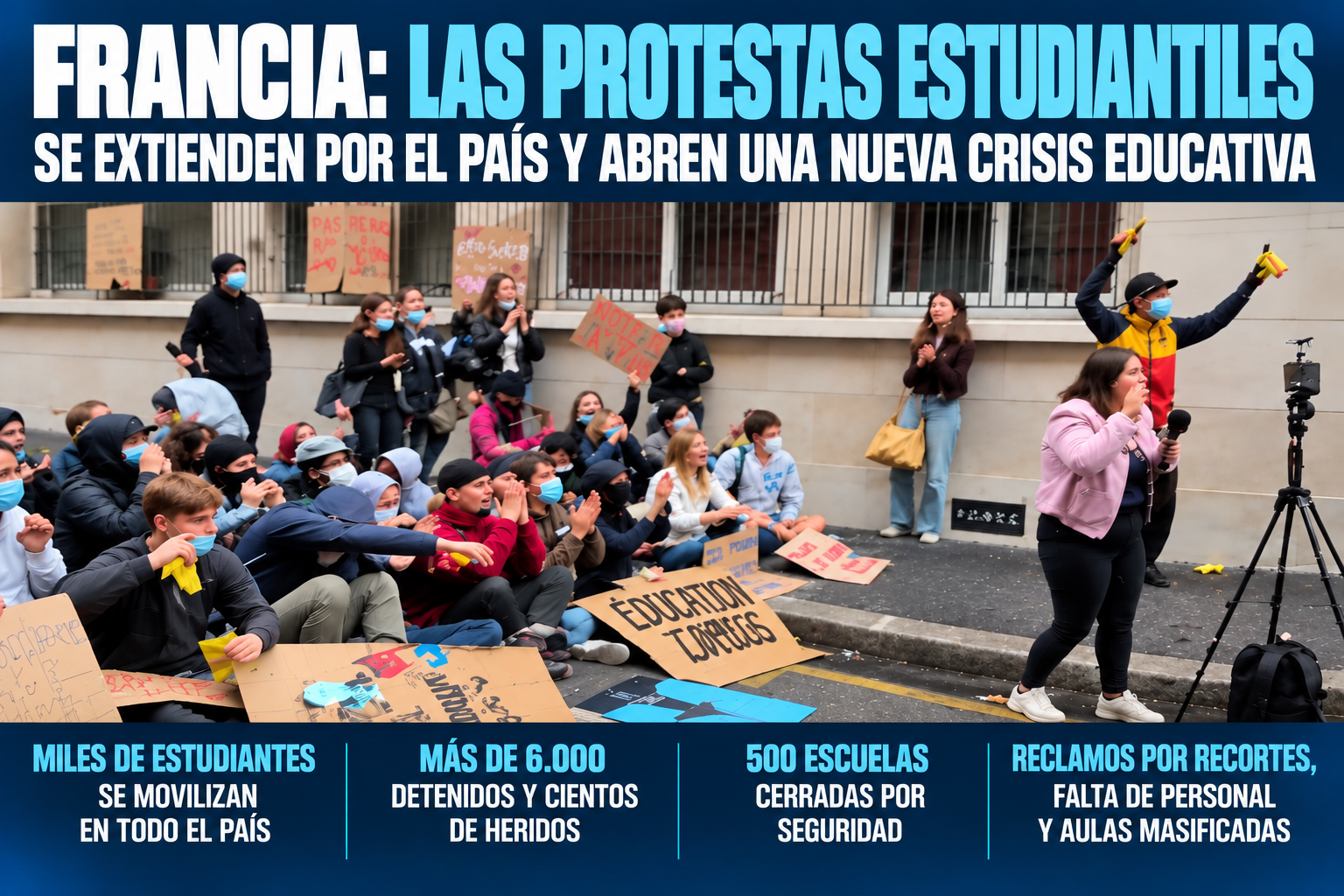 En Francia las protestas estudiantiles se extienden por el país y abren una nueva crisis educativa
