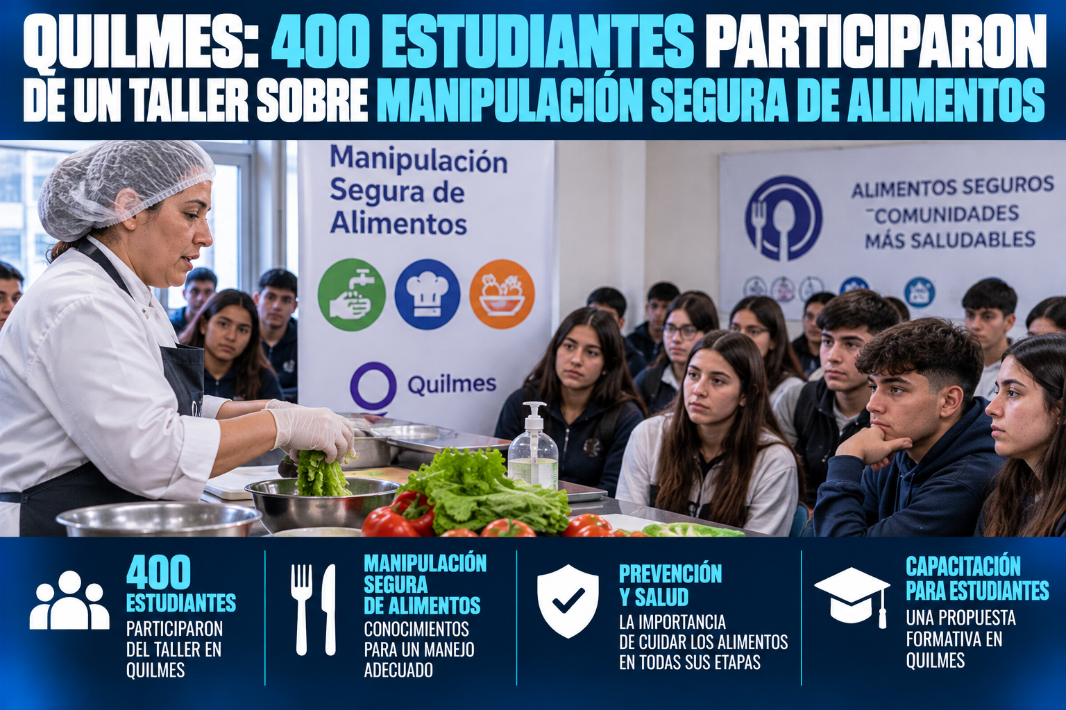 Quilmes: 400 estudiantes participaron de un taller sobre manipulación segura de alimentos